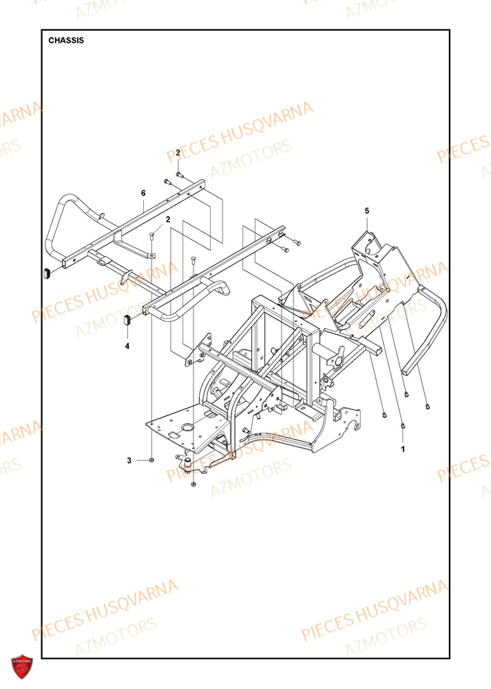 Chassis 2 HUSQVARNA PIECES TONDEUSE AUTOPORTEE RC 320TS AWD RIDER HUSQVARNA