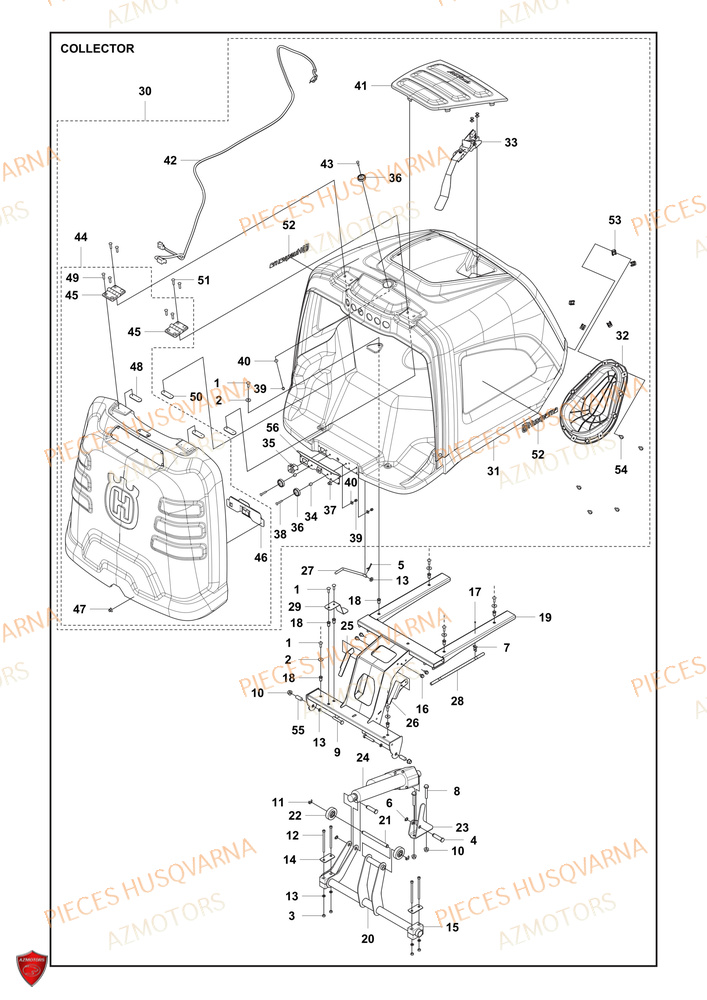 Collector HUSQVARNA PIECES TONDEUSE AUTOPORTEE RC 320TS AWD RIDER HUSQVARNA