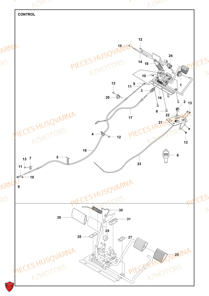 Commandes HUSQVARNA PIECES TONDEUSE AUTOPORTEE RC 320TS AWD RIDER HUSQVARNA