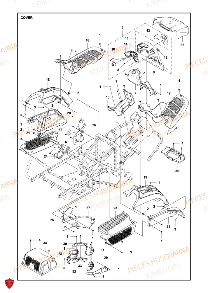 Couvercle HUSQVARNA PIECES TONDEUSE AUTOPORTEE RC 320TS AWD RIDER HUSQVARNA