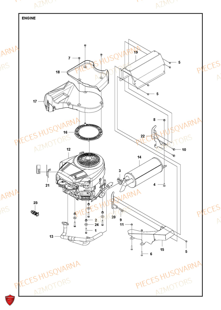 Moteur HUSQVARNA PIECES TONDEUSE AUTOPORTEE RC 320TS AWD RIDER HUSQVARNA