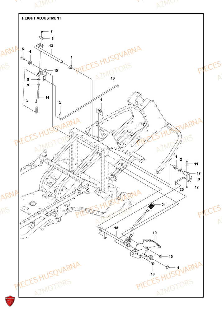 Reglage De La Hauteur HUSQVARNA PIECES TONDEUSE AUTOPORTEE RC 320TS AWD RIDER HUSQVARNA