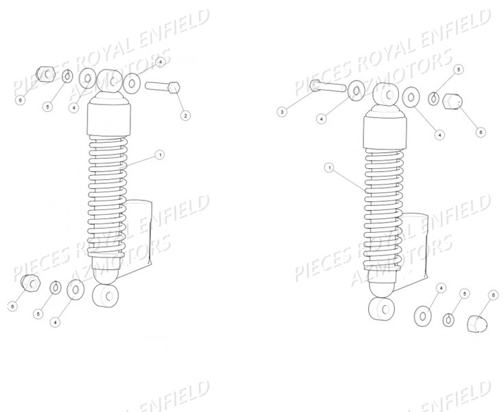 Amortisseur ROYAL ENFIELD Pieces ROYAL_ENFIELD CLASSIC 500 REDDITCH (E4) RED / BLUE / GREEN (2017-2019)


