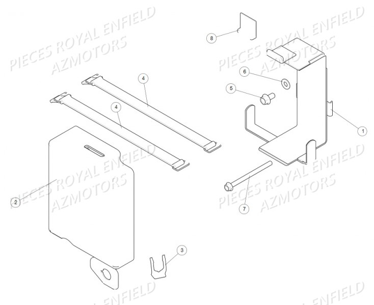 Cache Support Batterie ROYAL ENFIELD Pieces ROYAL_ENFIELD CLASSIC 500 REDDITCH (E4) RED / BLUE / GREEN (2017-2019)


