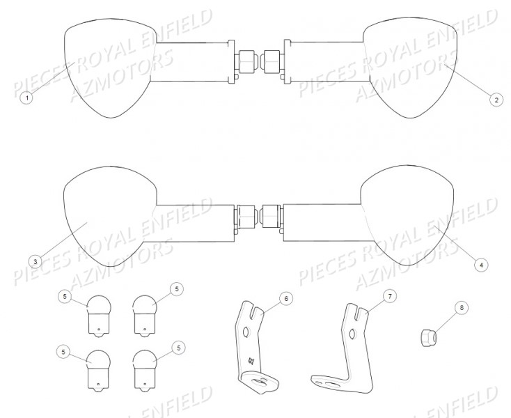 Clignotants ROYAL ENFIELD Pieces ROYAL_ENFIELD CLASSIC 500 REDDITCH (E4) RED / BLUE / GREEN (2017-2019)

