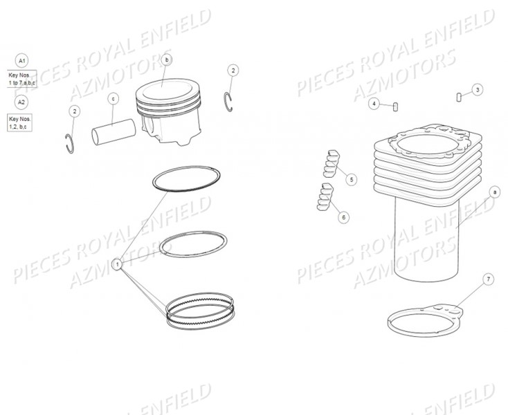 Cylindre Piston ROYAL ENFIELD Pieces ROYAL_ENFIELD CLASSIC 500 REDDITCH (E4) RED / BLUE / GREEN (2017-2019)

