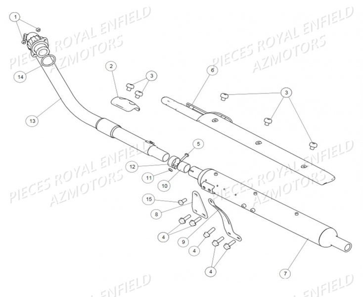 Echappement ROYAL ENFIELD Pieces ROYAL_ENFIELD CLASSIC 500 REDDITCH (E4) RED / BLUE / GREEN (2017-2019)

