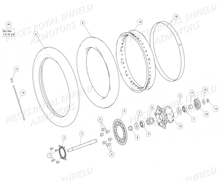 Roue Avant ROYAL ENFIELD Pieces ROYAL_ENFIELD CLASSIC 500 REDDITCH (E4) RED / BLUE / GREEN (2017-2019)

