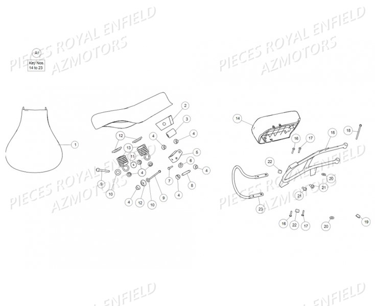 SELLE ROYAL ENFIELD Pieces ROYAL ENFIELD CLASSIC 500 REDDITCH (E4) RED / BLUE / GREEN (2017-2019)