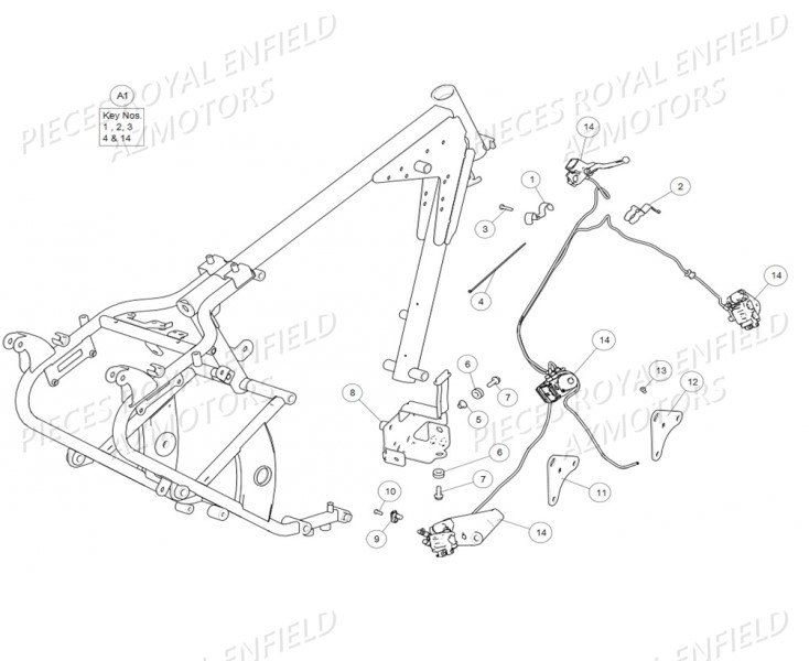 Support Abs ROYAL ENFIELD Pieces ROYAL_ENFIELD CLASSIC 500 REDDITCH (E4) RED / BLUE / GREEN (2017-2019)

