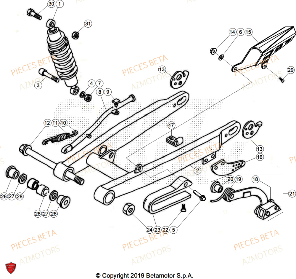 Bras Oscillant AZMOTORS Pièces BETA REV 80 - (2025)