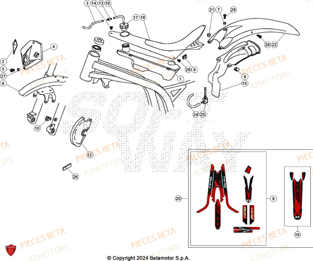 Carenages AZMOTORS Pièces BETA REV 80 - (2025)