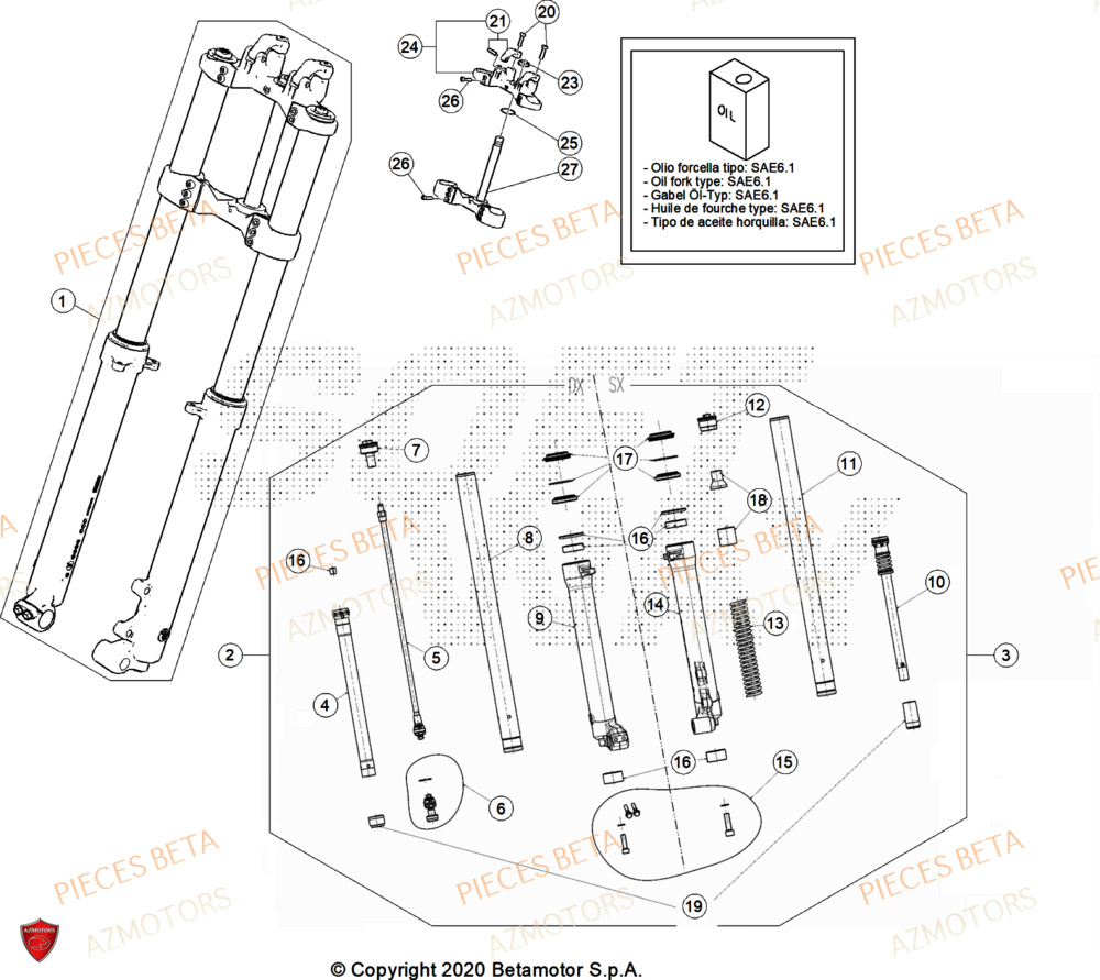 Fourche AZMOTORS Pièces BETA REV 80 - (2025)