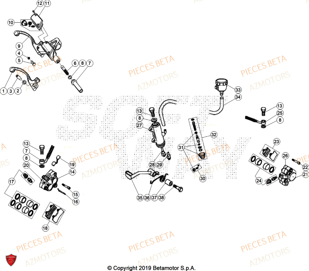 PLAQUETTES PINCES REV-3 ( COUPLE ) - BETA pour FREINS de REV-80-25