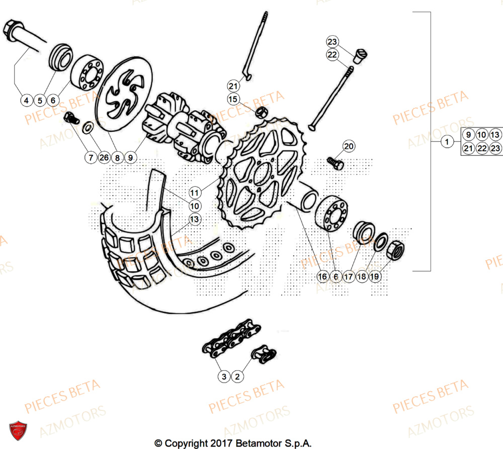 Roue Arriere AZMOTORS Pièces BETA REV 80 - (2025)