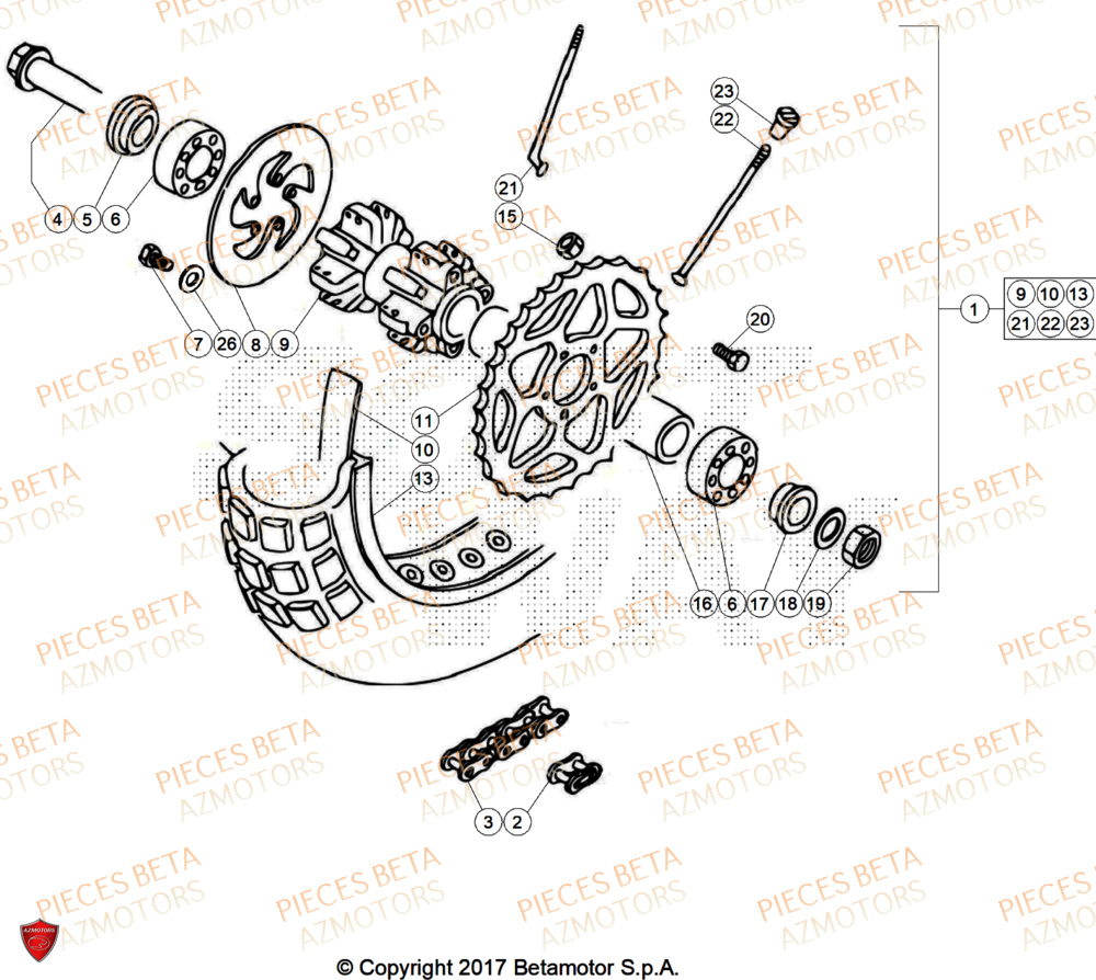 Roue Arriere BETA Pièces BETA REV 80 - (2026)