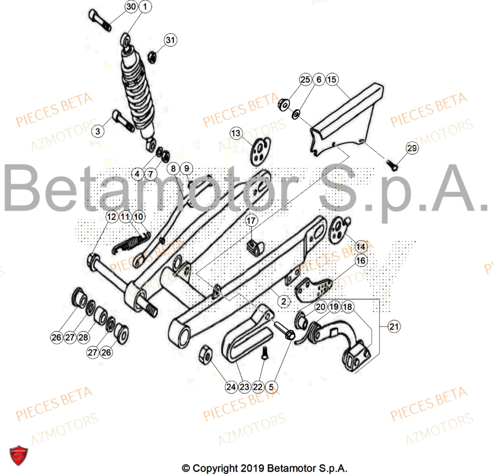 Bras Oscillant AZMOTORS Pièces BETA REV 80 JUNIOR - (2025)