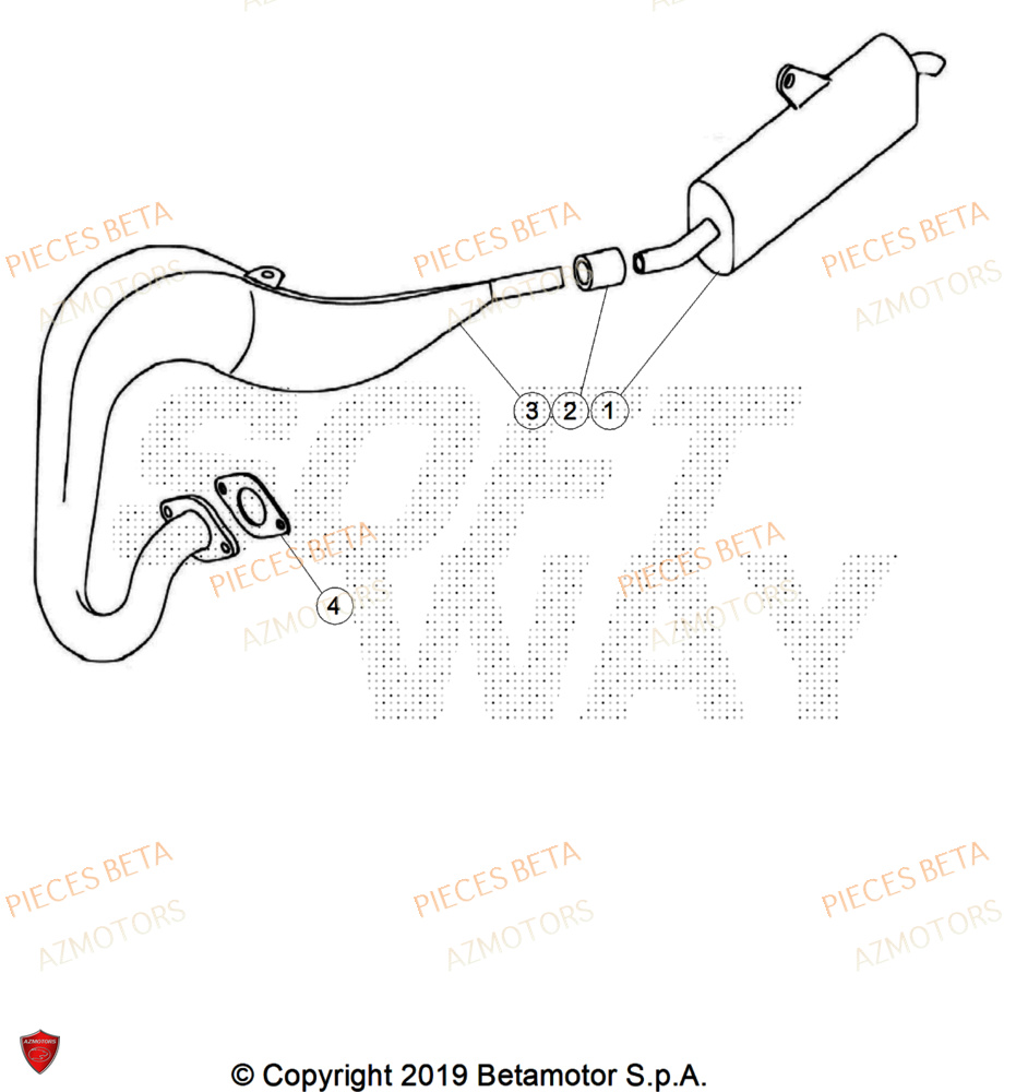 Echappement AZMOTORS Pièces BETA REV 80 JUNIOR - (2025)