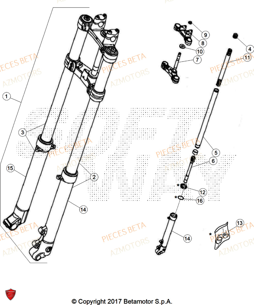 Fourche AZMOTORS Pièces BETA REV 80 JUNIOR - (2025)
