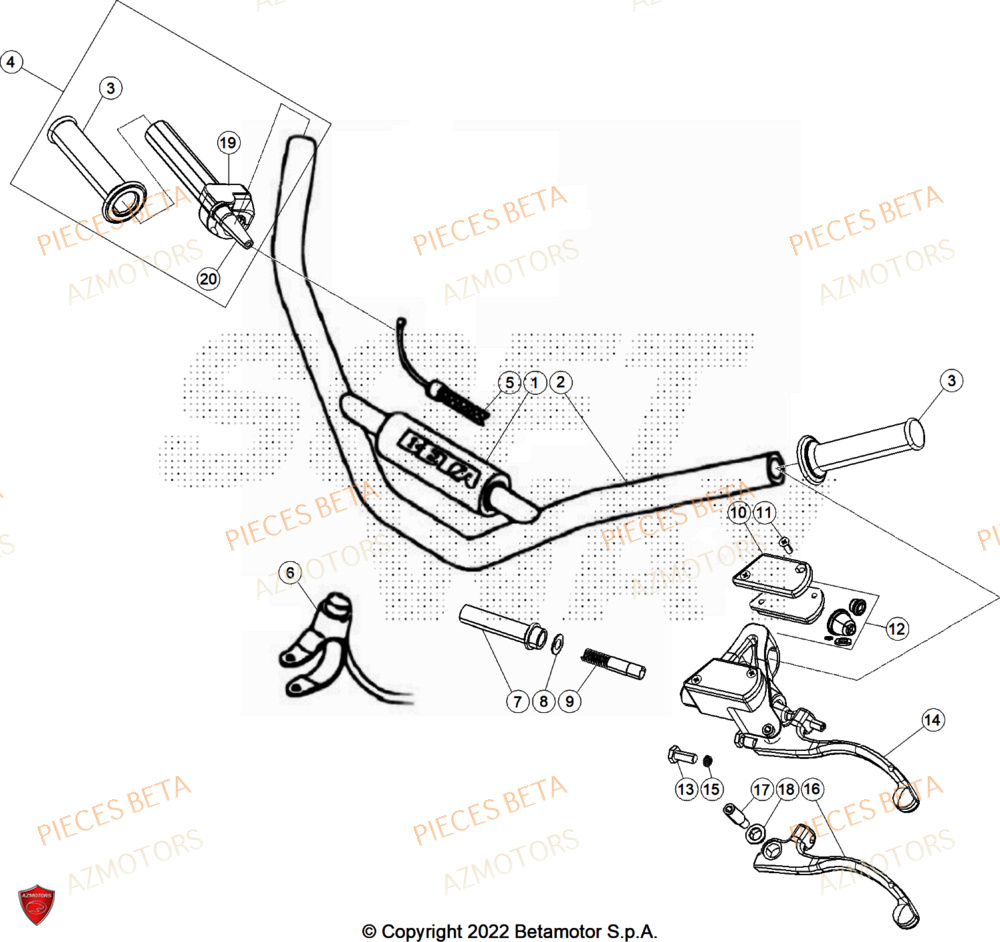 Guidon AZMOTORS Pièces BETA REV 80 JUNIOR - (2025)