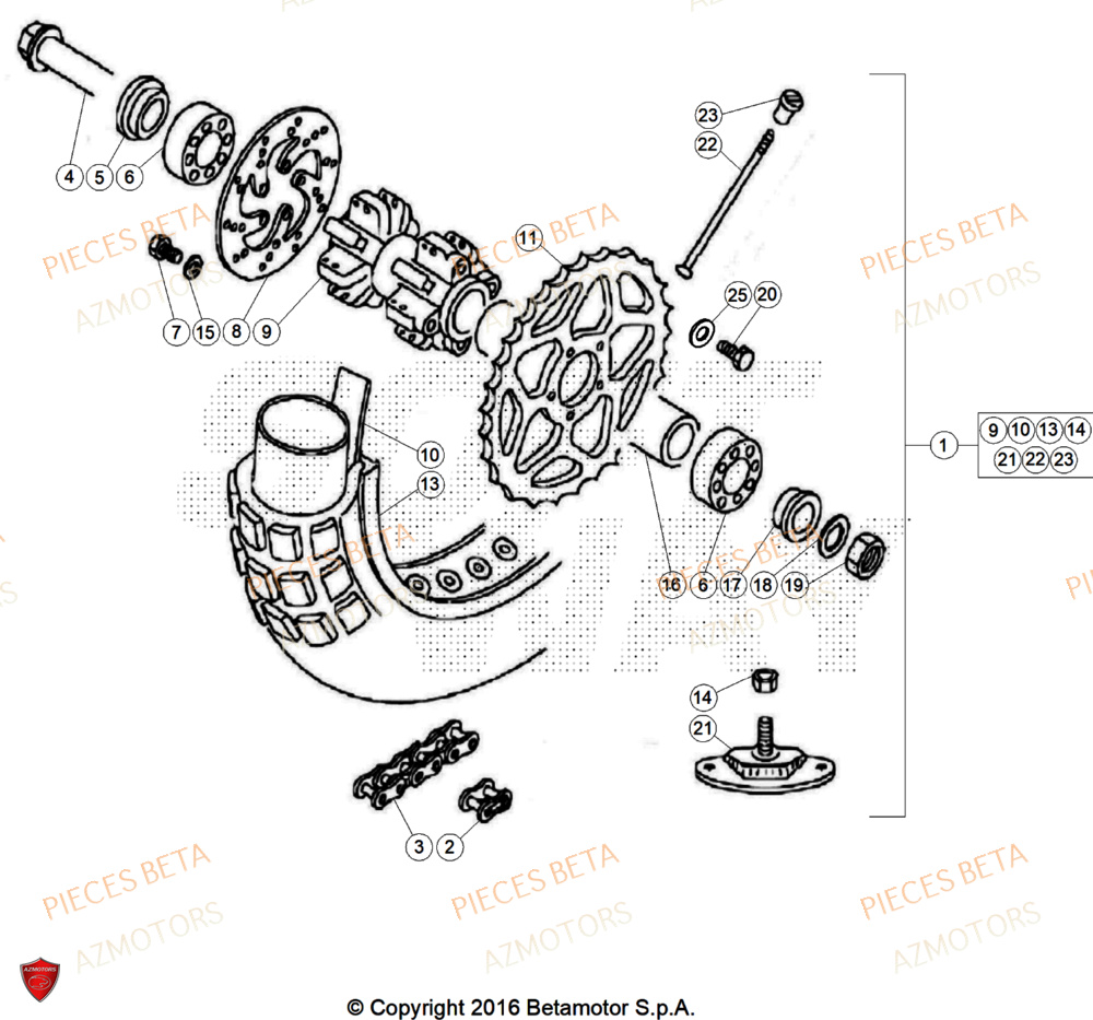 Roue Arriere AZMOTORS Pièces BETA REV 80 JUNIOR - (2025)