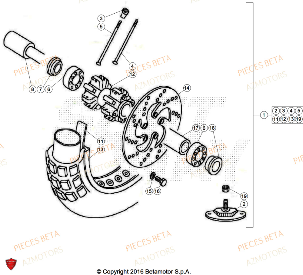 Roue Avant AZMOTORS Pièces BETA REV 80 JUNIOR - (2025)