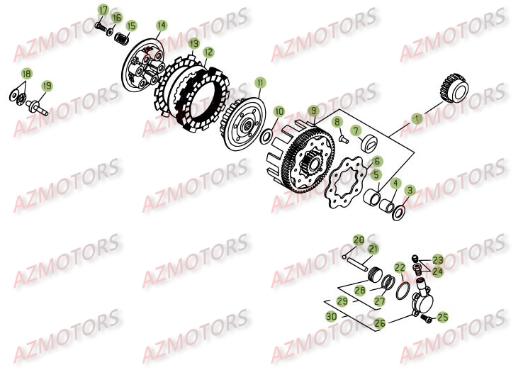 TRANSMISSION PRINCIPALE - EMBRAYAGE pour REV3-250-05