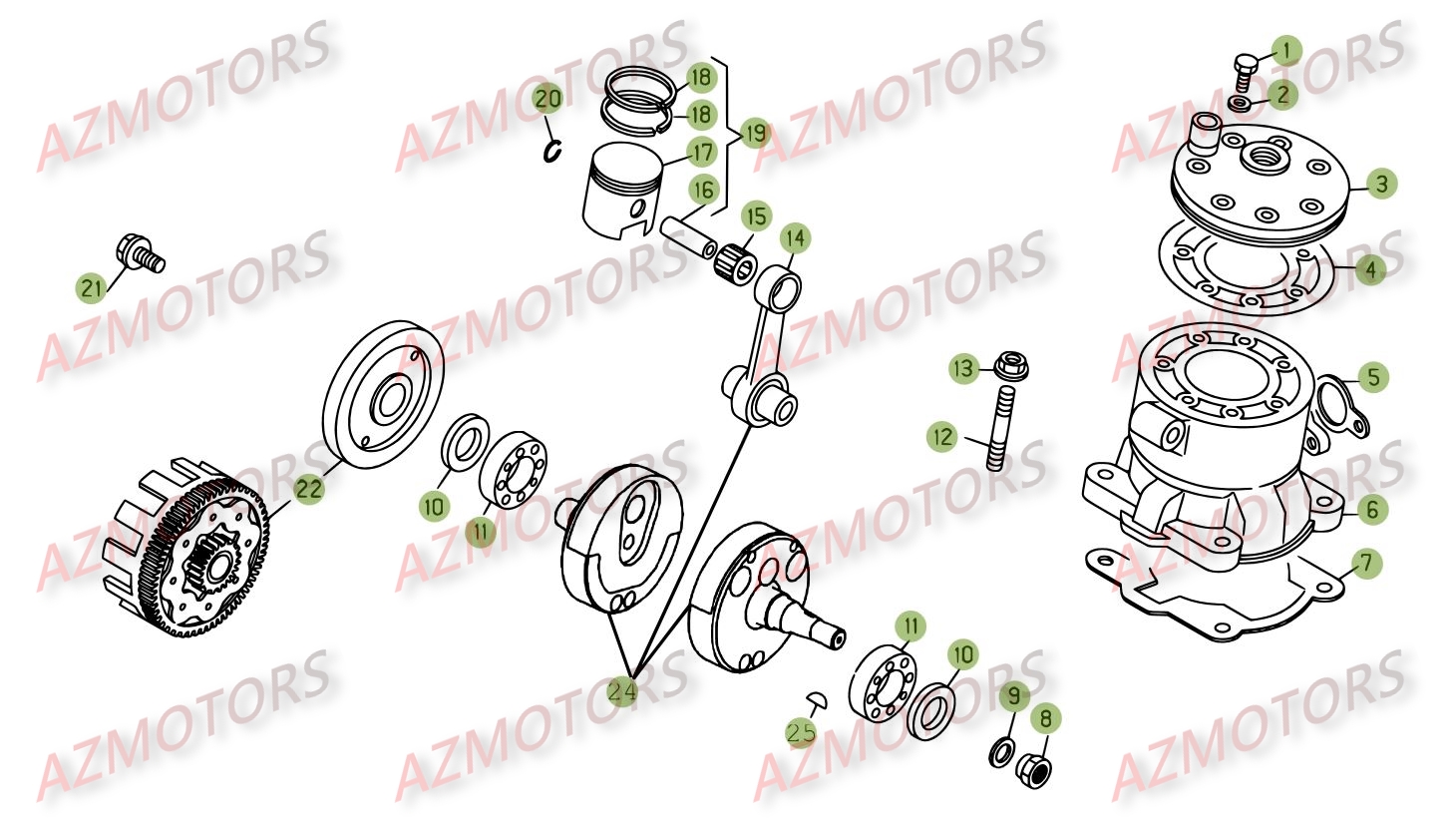 VILEBREQUIN - PISTON - CONTRE-ARBRE pour REV3-250-08