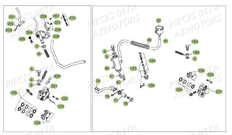 PLAQUETTES PINCES REV-3 ( COUPLE ) BETA pour FREINS DU N SERIE 200001 A 200378 de REV 80 10