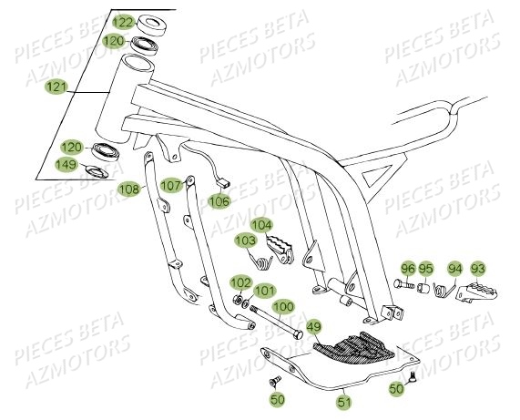 ACCESSOIRES DU CHASSIS DU No SERIE 200001 A 200335 pour REV 80 12