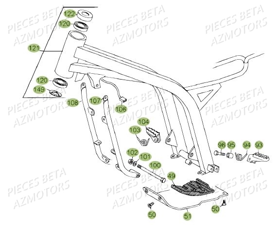 ACCESSOIRES DU CHASSIS DU No SERIE 200485 A 200609 pour REV 80 12