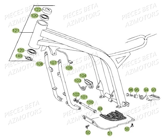 ACCESSOIRES DU CHASSIS DU No SERIE 200610 A 299999 BETA REV 80 12