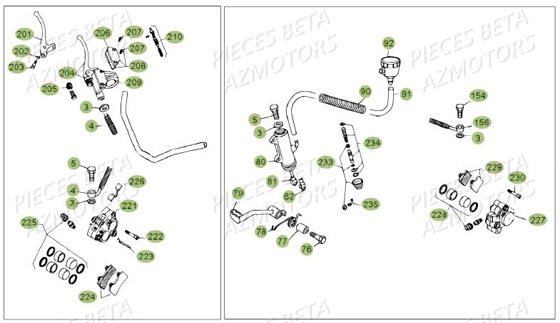 PLAQUETTES PINCES REV-3 ( COUPLE ) BETA pour FREINS DU No SERIE 200379 A 299999 de REV 80 12