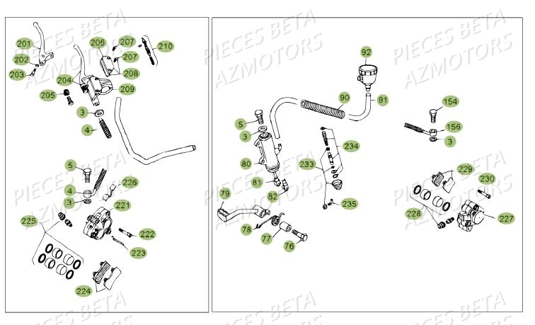 PLAQUETTES PINCES REV-3 ( COUPLE ) BETA pour FREINS DU No SERIE 200379 A 299999 de REV 80 13
