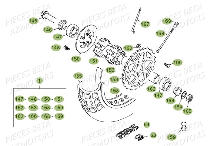 Roue Arriere BETA Pièces BETA REV 80 - (2013)