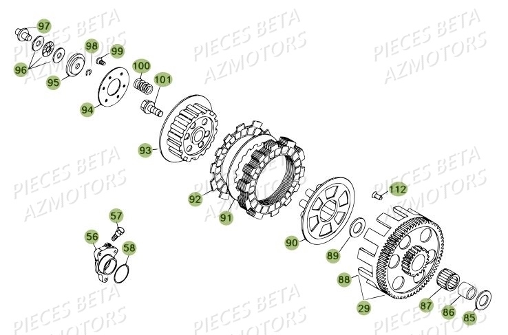 Embrayage Du No Serie 200001 A 200335 BETA Pièces BETA REV 80 - (2014)