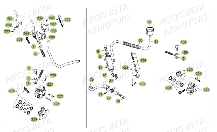 FREINS DU No SERIE 200001 A 200378 BETA REV 80 14