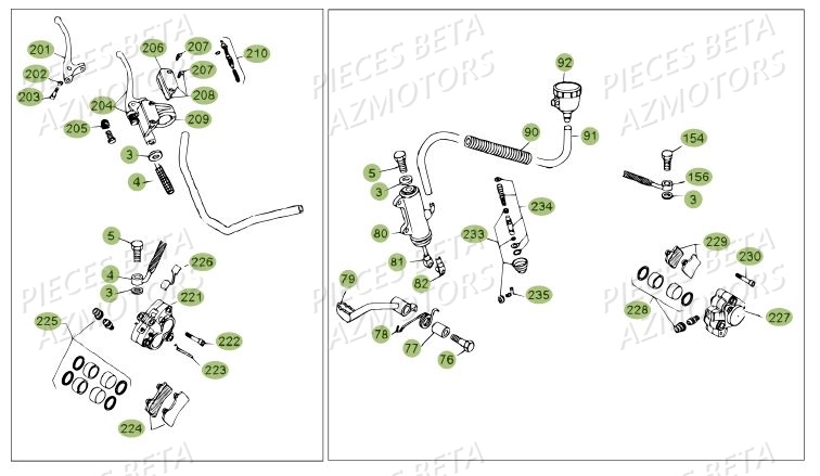 PLAQUETTES PINCES REV-3 ( COUPLE ) BETA pour FREINS DU No SERIE 200379 A 299999 de REV 80 14