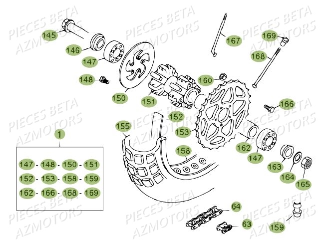 Roue Arriere AZMOTORS Pièces BETA REV 80 - (2014)