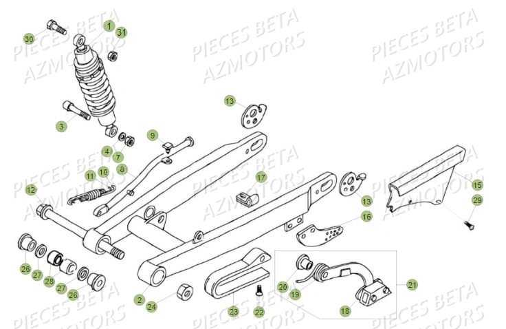 Suspension Arriere BETA Pièces BETA REV 80 - (2017)
