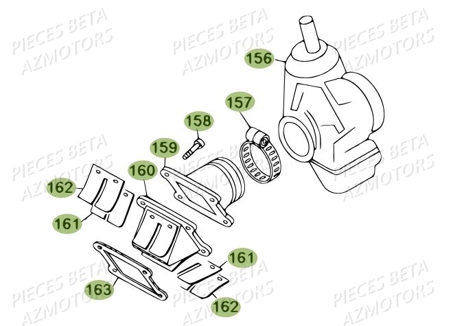 Carburateur AZMOTORS Pièces BETA REV 80 JUNIOR - (2010-2011)