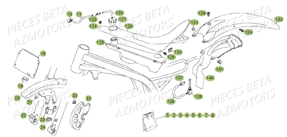 Carenages Du N Serie 100207 A 100218 AZMOTORS Pièces BETA REV 80 JUNIOR - (2010-2011)