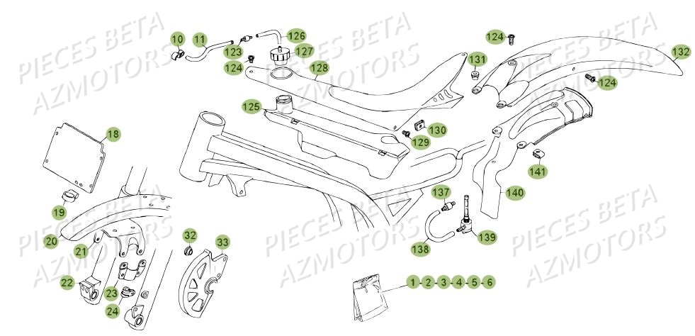 Carenages Du N Serie 100219 A 100299 AZMOTORS Pièces BETA REV 80 JUNIOR - (2010-2011)