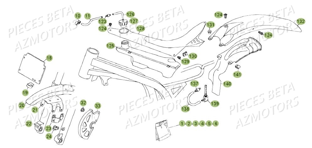 Carenages Du N Serie 100300 A 100401 AZMOTORS Pièces BETA REV 80 JUNIOR - (2010-2011)