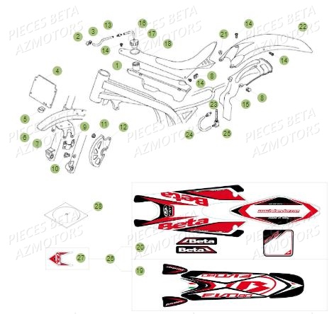 Carenages Du N Serie 100402 A 199999 AZMOTORS Pièces BETA REV 80 JUNIOR - (2010-2011)