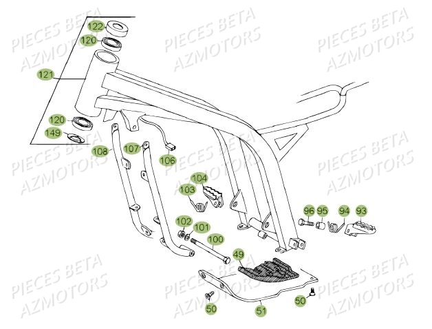 Chassis Du N Serie 100001 A 100299 AZMOTORS Pièces BETA REV 80 JUNIOR - (2010-2011)