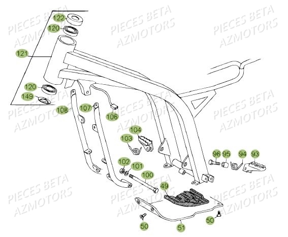 Chassis Du N Serie 100300 A 100401 BETA Pièces BETA REV 80 JUNIOR - (2010-2011)