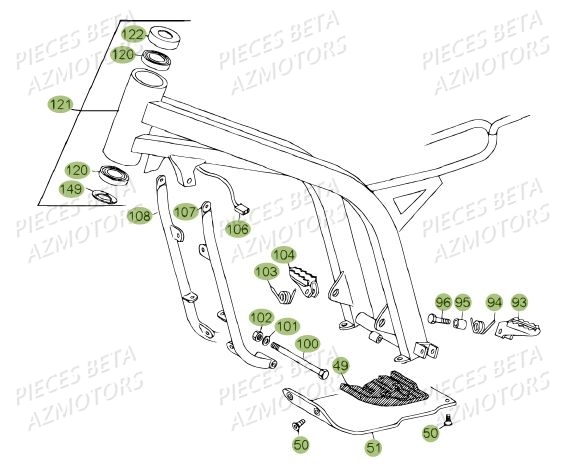 Chassis Du N Serie 100402 A 199999 BETA Pièces BETA REV 80 JUNIOR - (2010-2011)