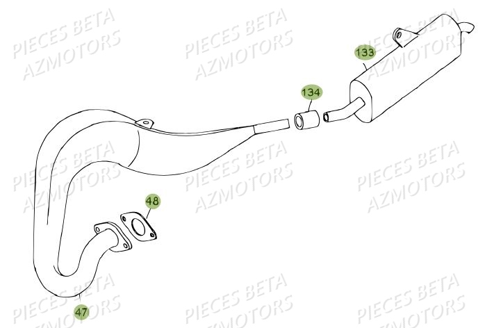 Echappement AZMOTORS Pièces BETA REV 80 JUNIOR - (2010-2011)