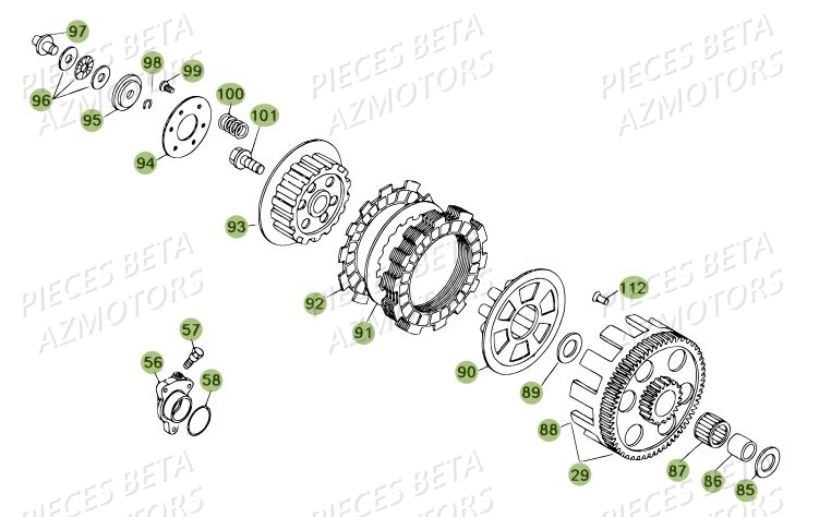 EMBRAYAGE DU N SERIE 100001 A 100206 BETA REV 80 JUNIOR 10